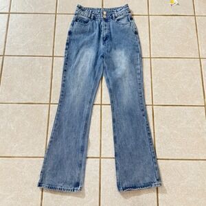 VTG 70s Nasty Gal Denim Light Wash High Rise Flare Jeans  size 10 fi like 27"